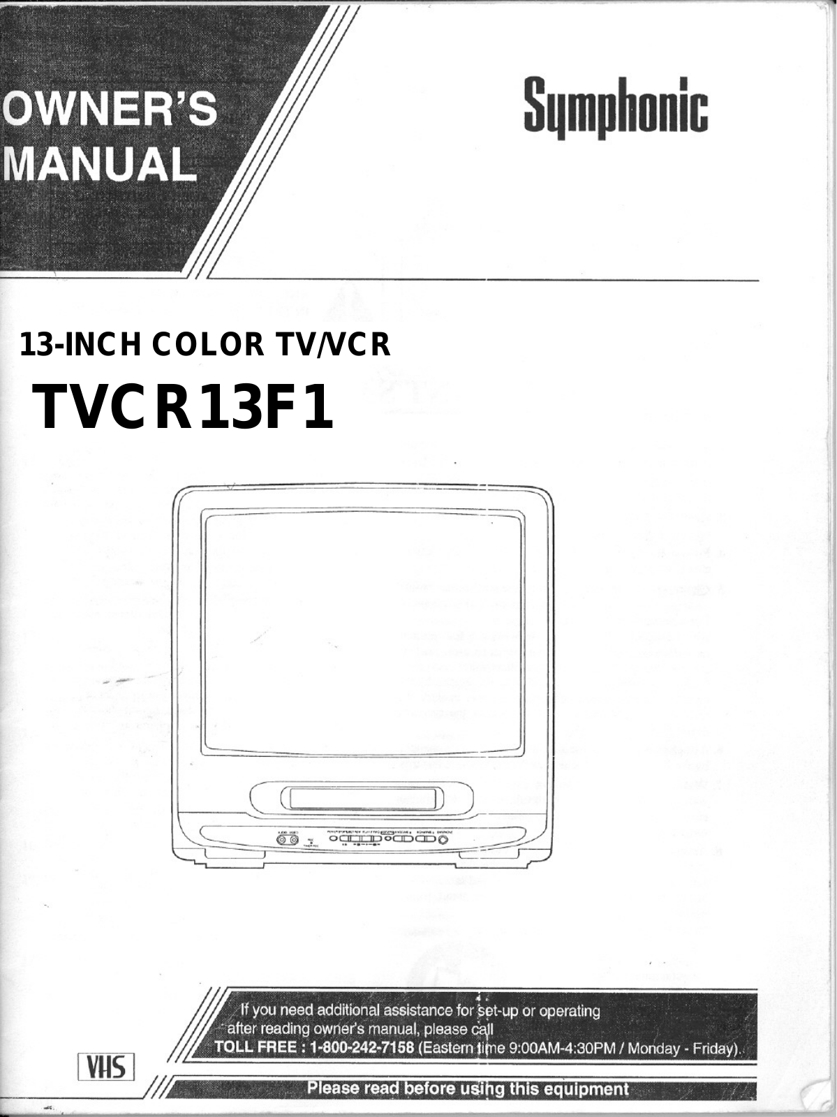 Symphonic TVCR13F1 Owner Manual