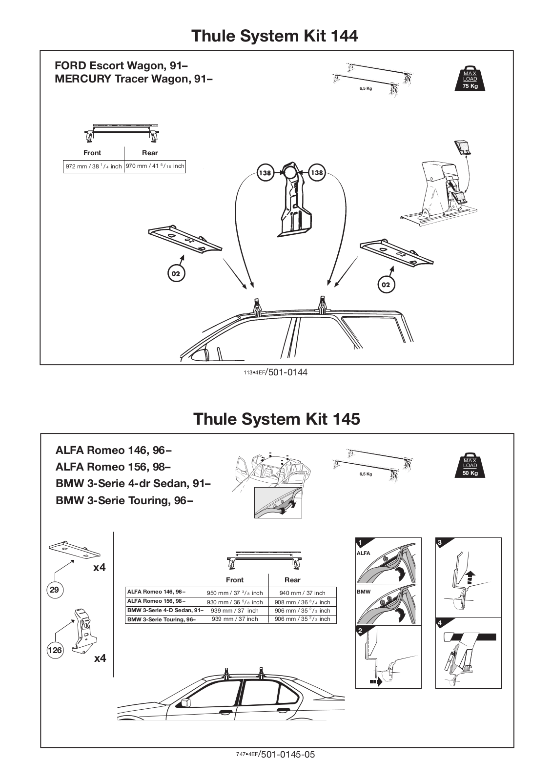 Thule 145, 144 User Manual