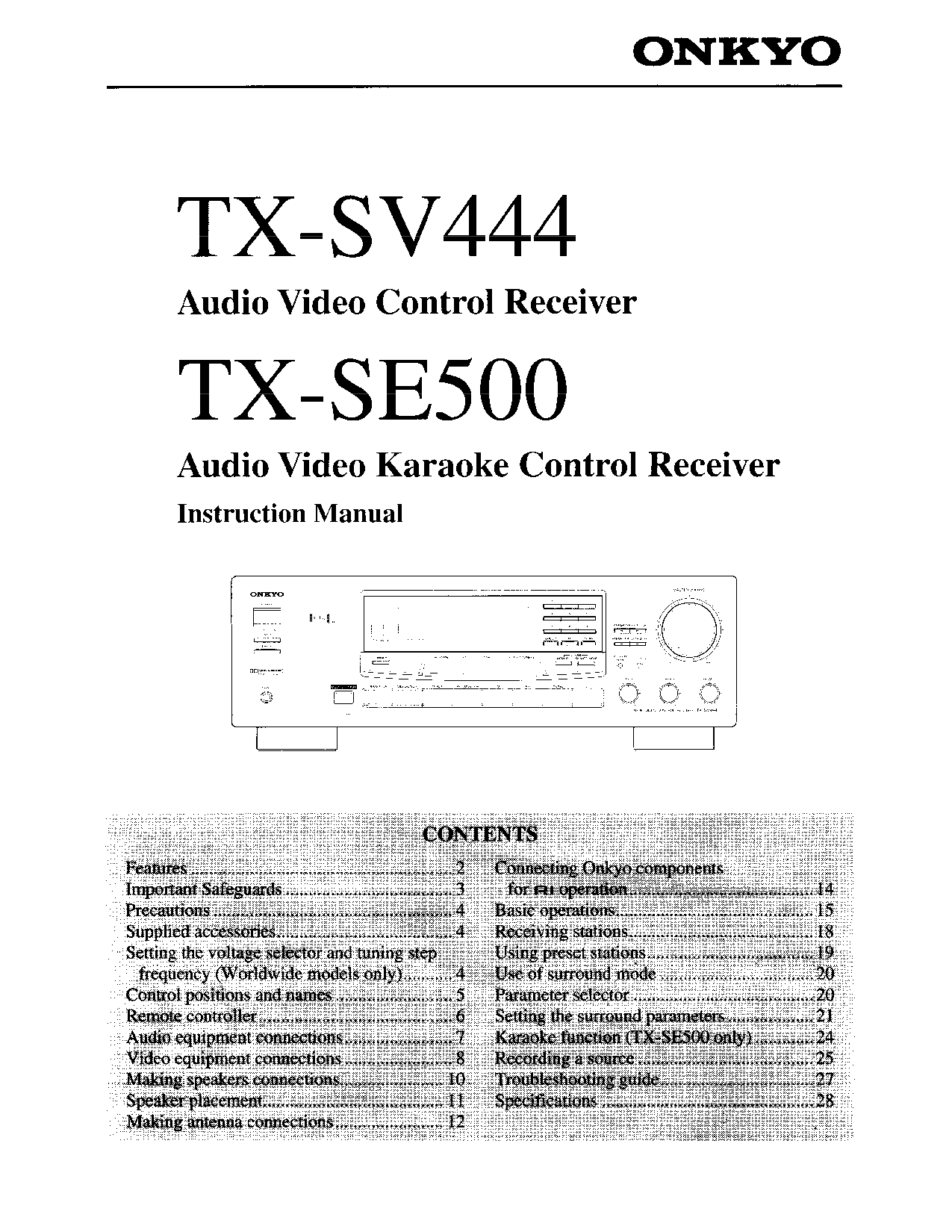 Onkyo TX-SE500, TX-SV444 Instruction Manual