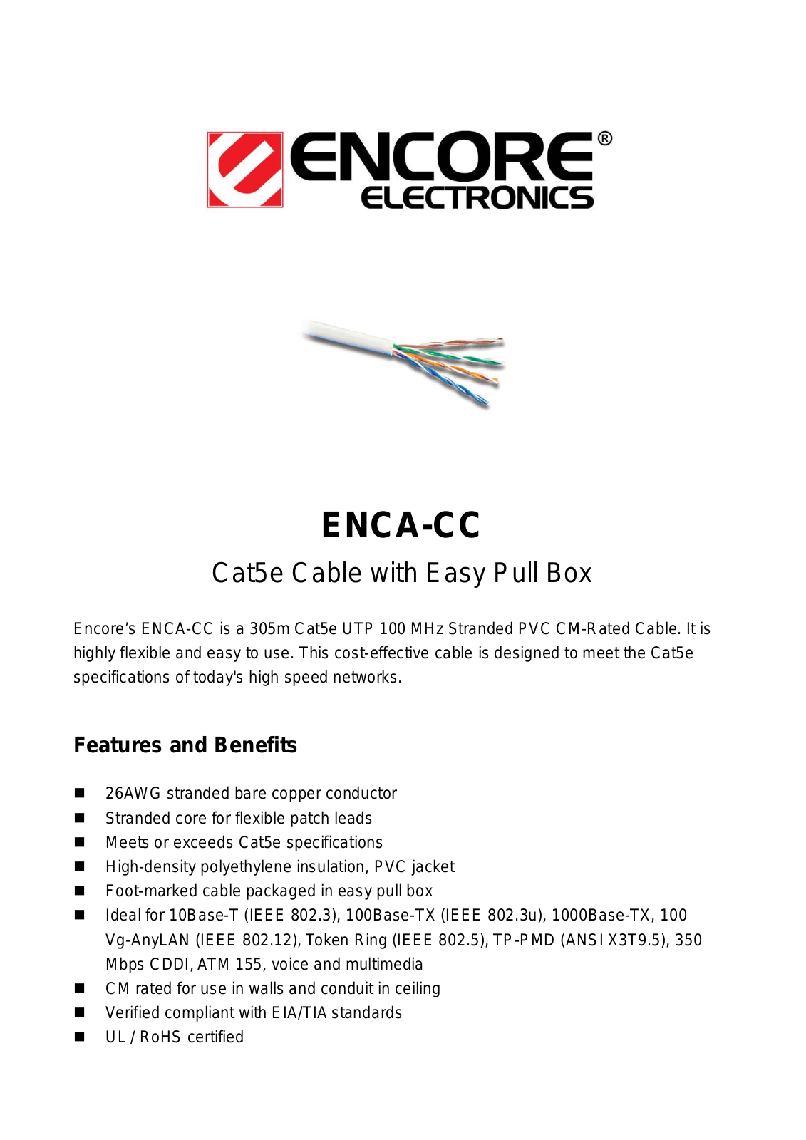 Encore ENCA-CCP DATASHEET