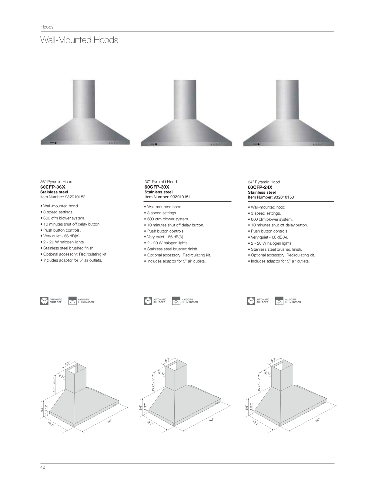 Fagor 60CFG-36B, 60CFG-30B, 60CFP-36X, 60CFP-30X, 60CFP-24X Specification Sheet