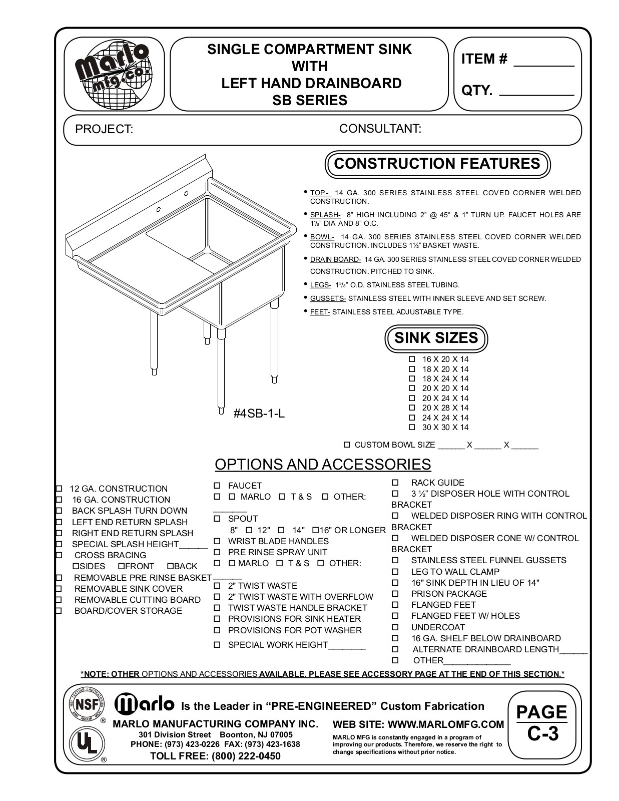 Marlo 4SB-1-1620-18L User Manual