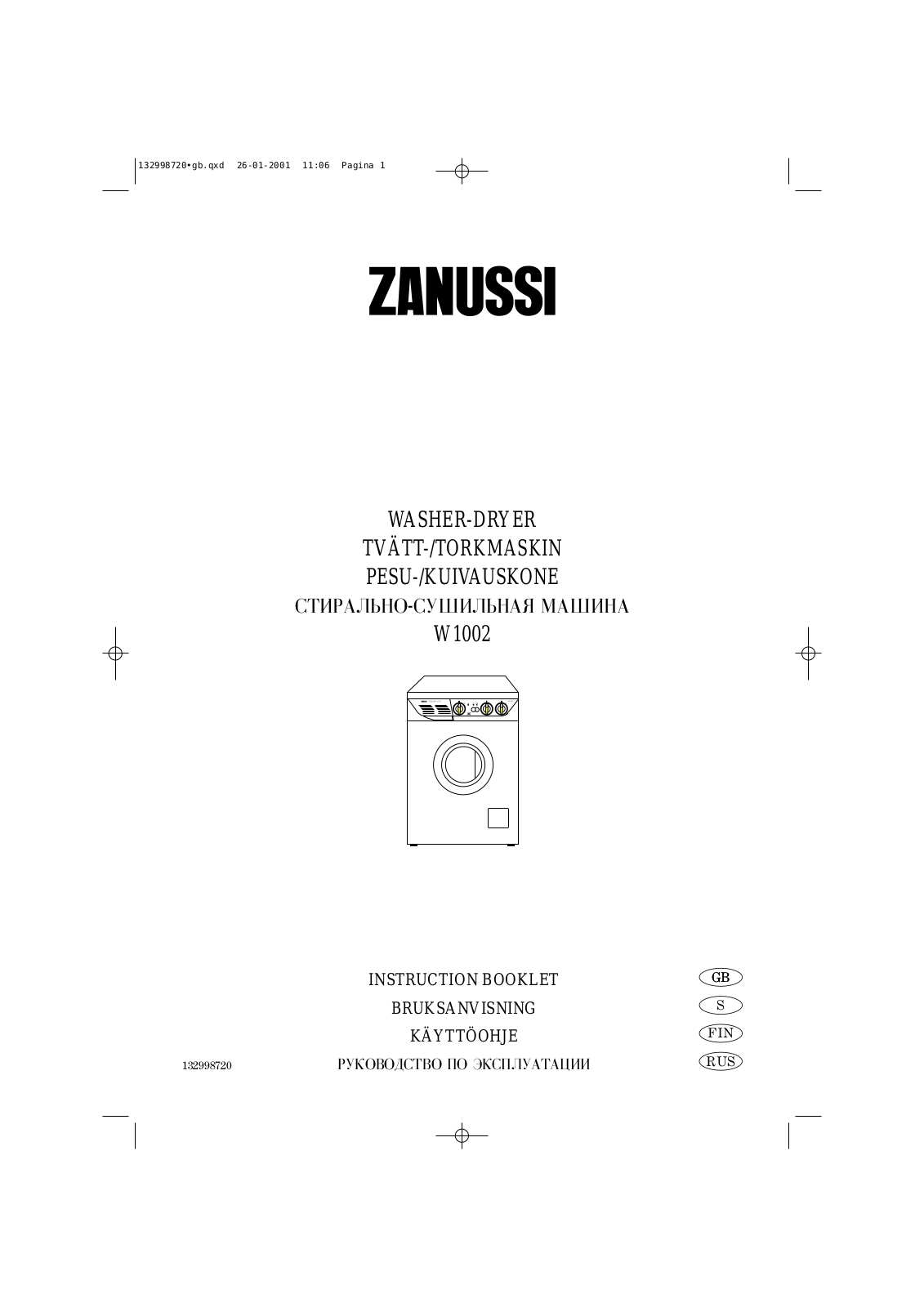 Zanussi W1002 User Manual