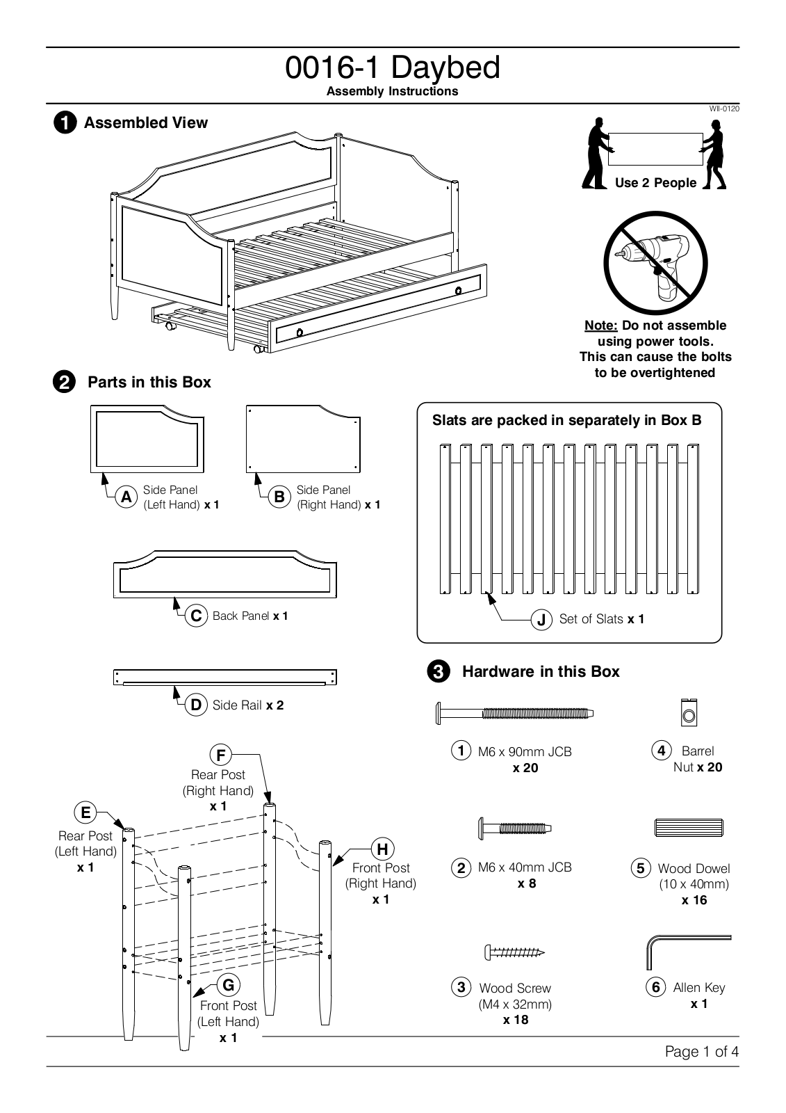 Wholesale Interiors MG00161WHITEDAYBED, MG00161WALNUTDAYBED User Manual