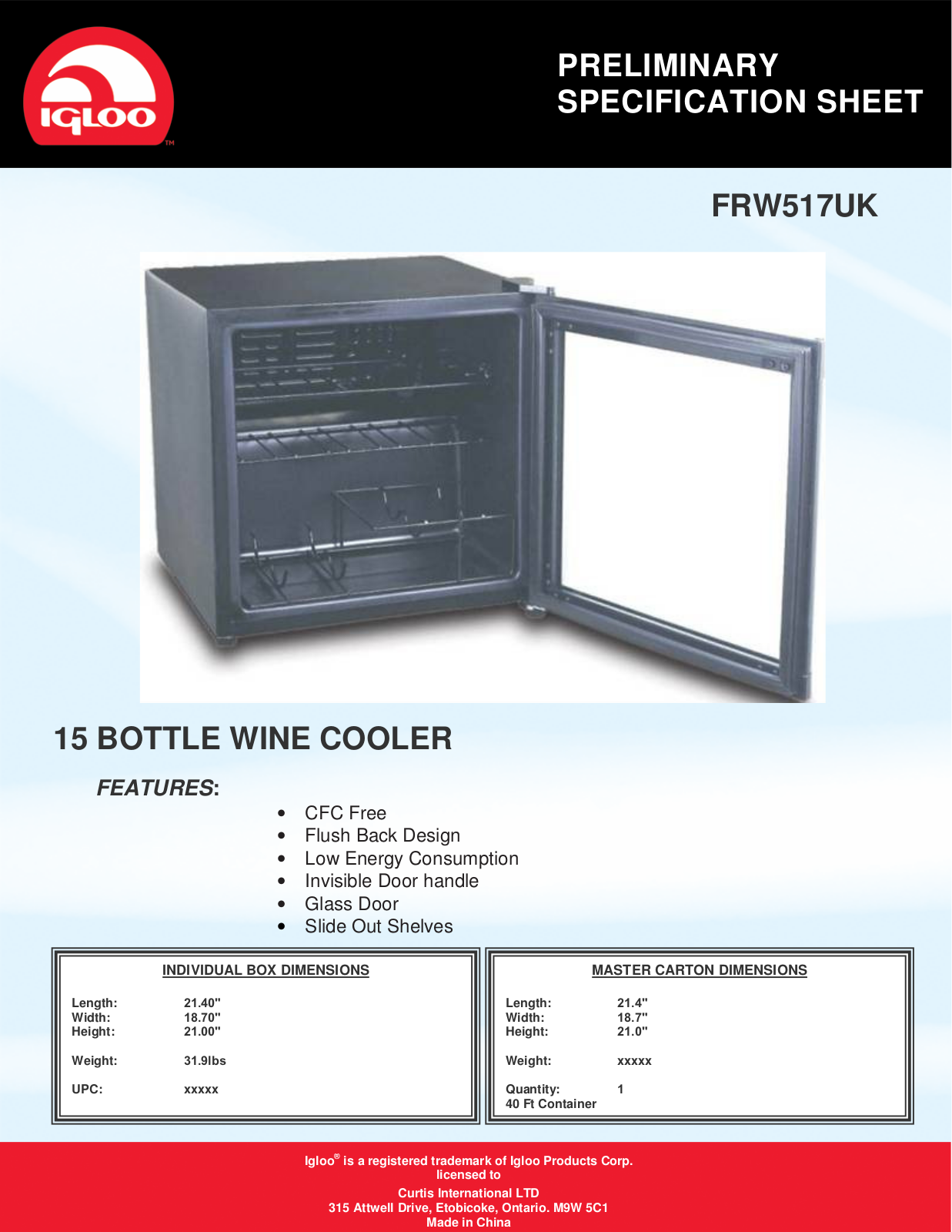 Igloo FRW517UK User Manual