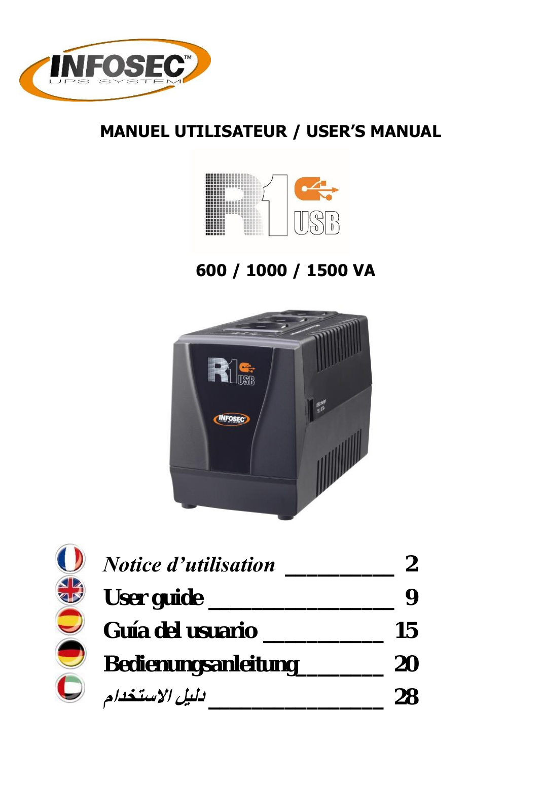 Infosec IUPS-AVR-1500, IUPS-AVR-1000, IUPS-AVR-600 Quick Guide - ManualMachine.com