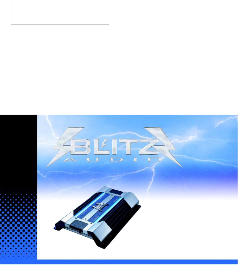 Blitz Audio BZA-4360, BZA-2160, BZA-2260, BZA-2360, BZA-2460 Owners Manual