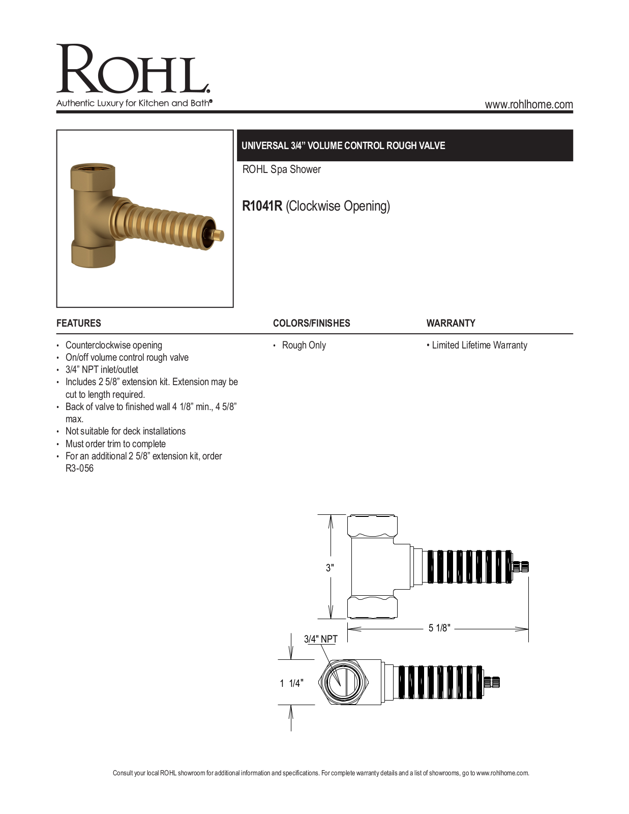 House of Rohl HSRL1002 Specifications - ManualMachine.com