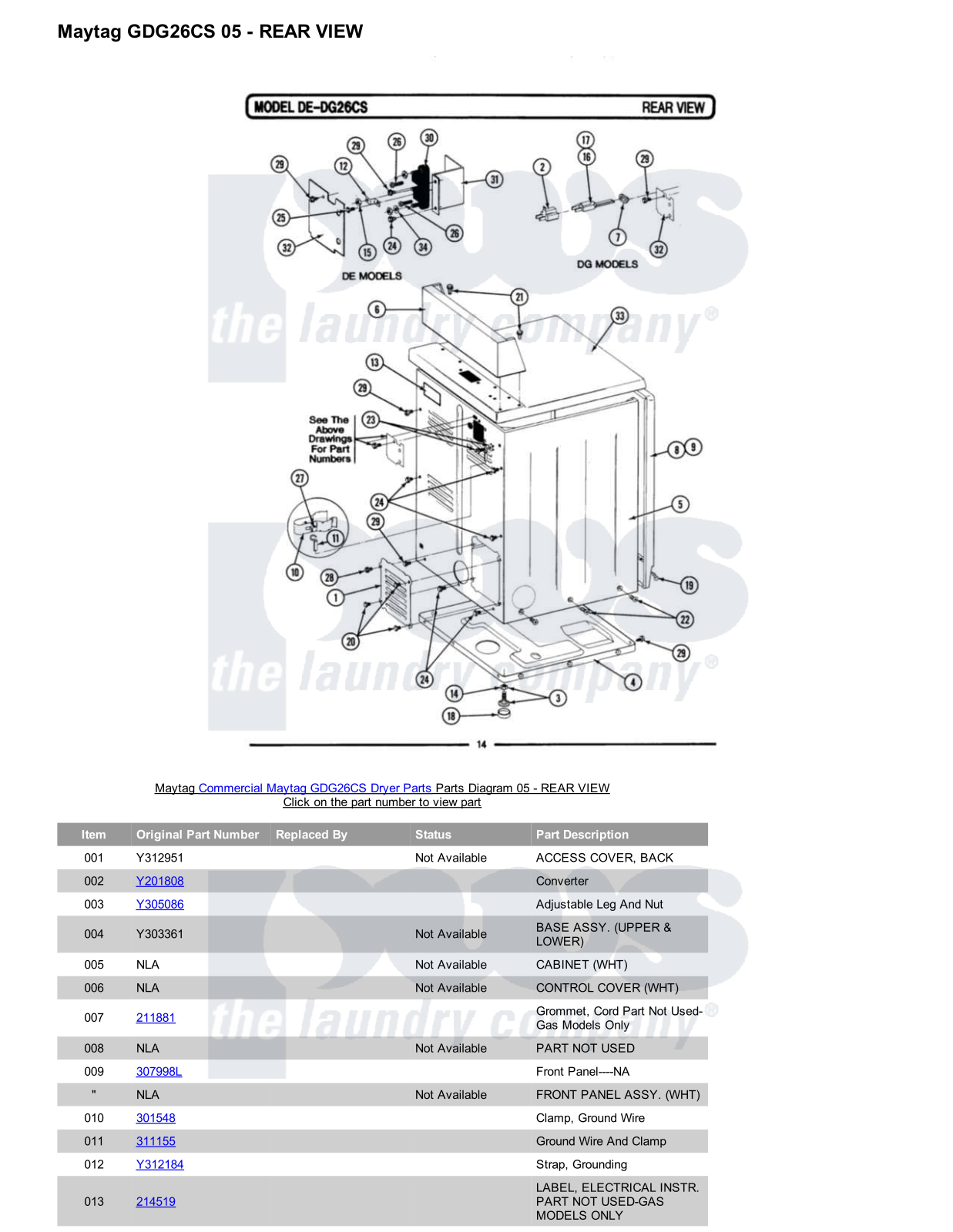 Maytag GDG26CS Parts Diagram