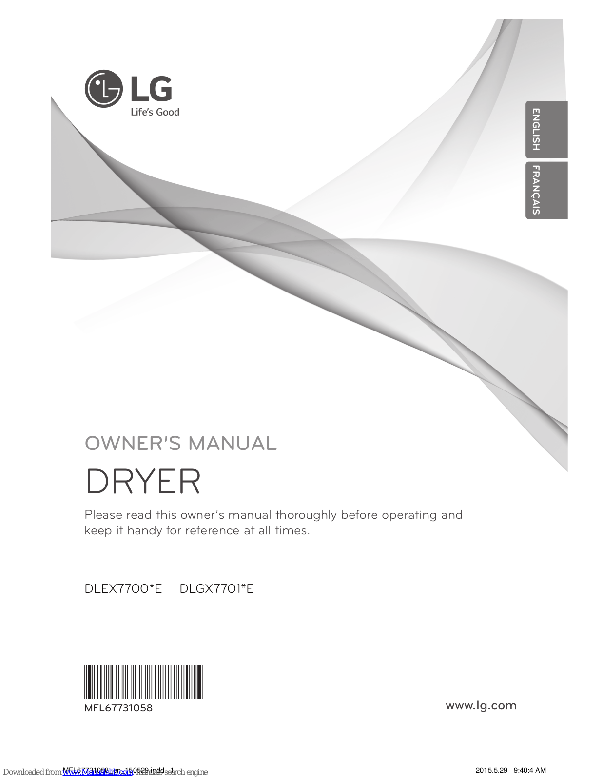 LG DLEX7700E, DLGX7701E Owner's Manual