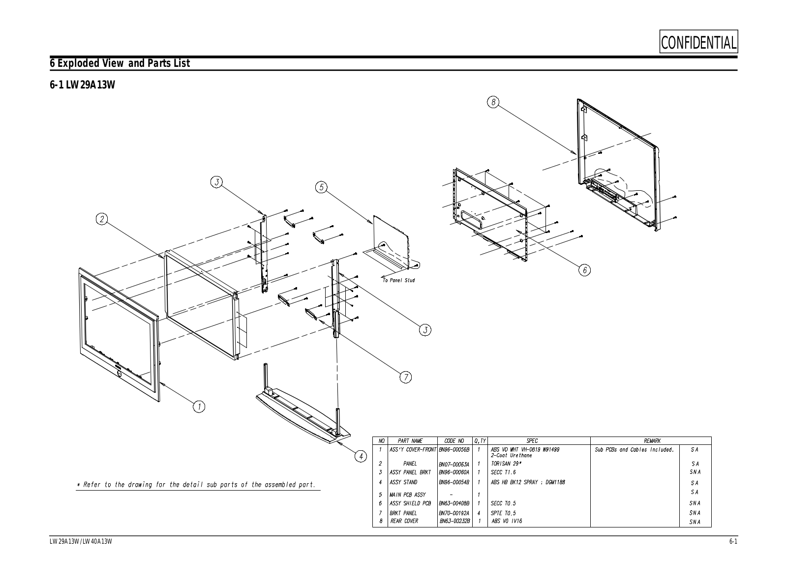 Samsung LW40A13WDX Exploded View & Part List E 10