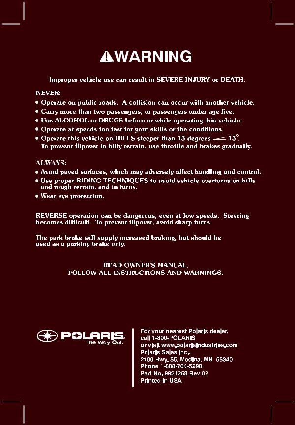 Polaris Ranger  700 EFI User Manual