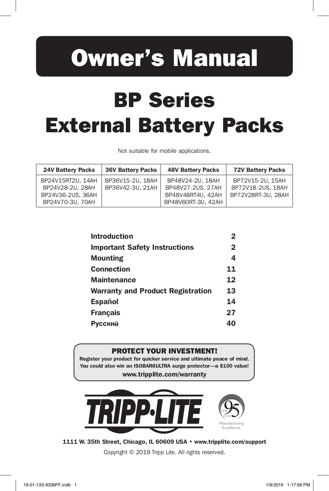 Tripp Lite BP48V60RT3UTAA Users Guide - ManualMachine.com