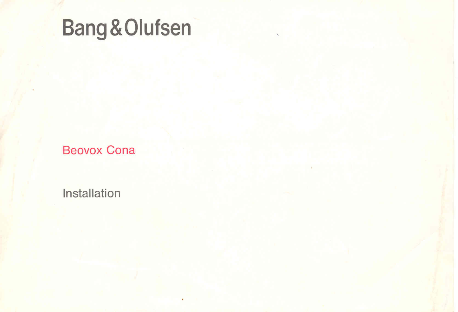 Bang and Olufsen Beovox Cona Owners manual