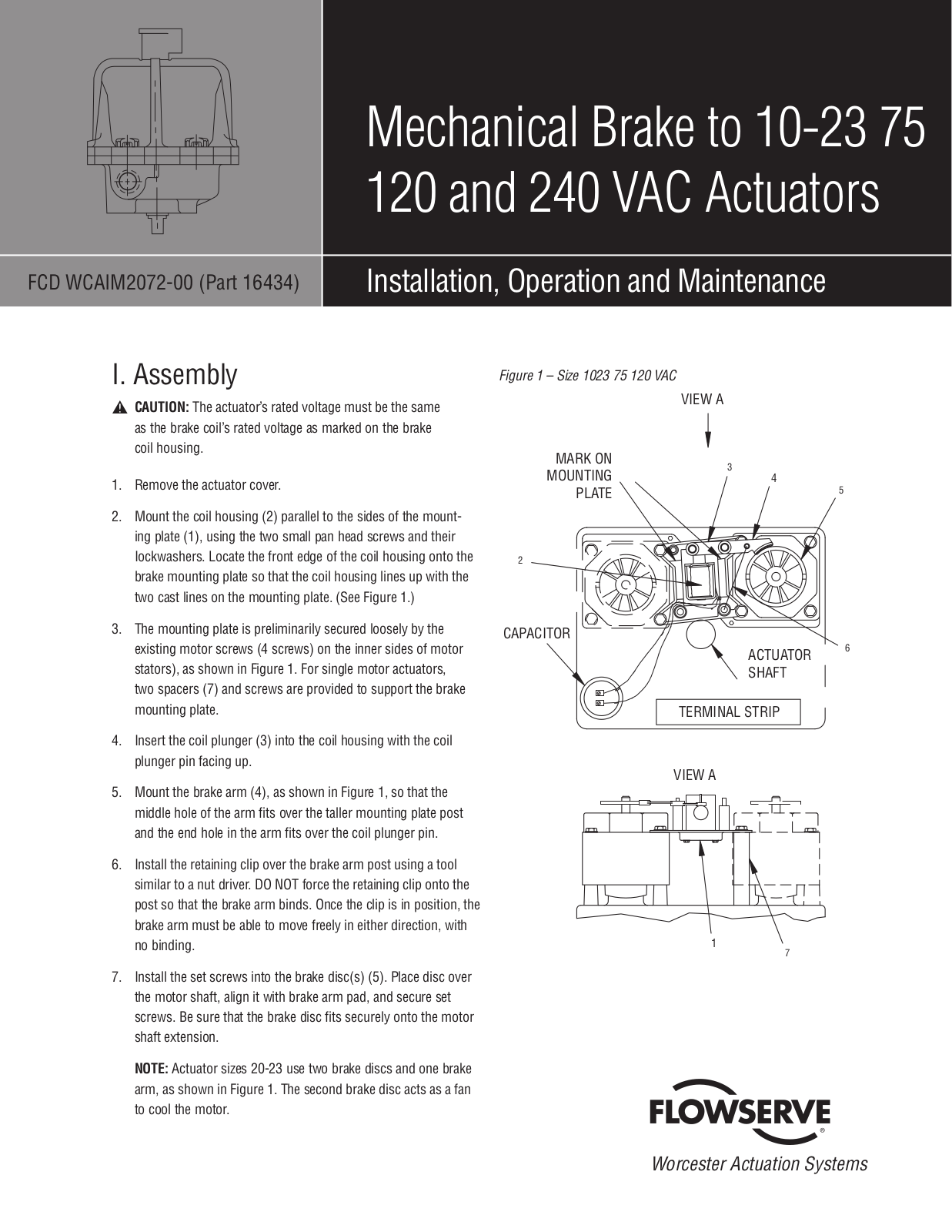 Flowserve Mechanical Brake User Manual