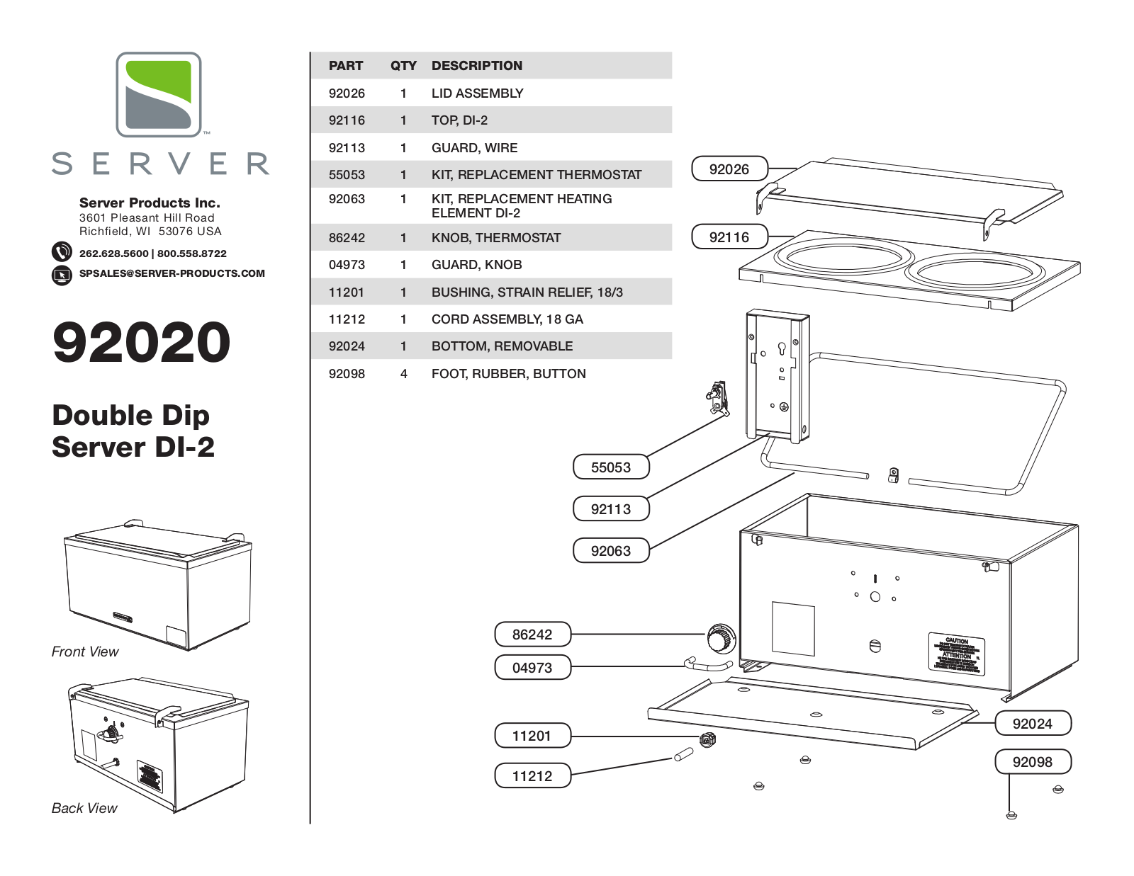 Server 92020 Parts Manual