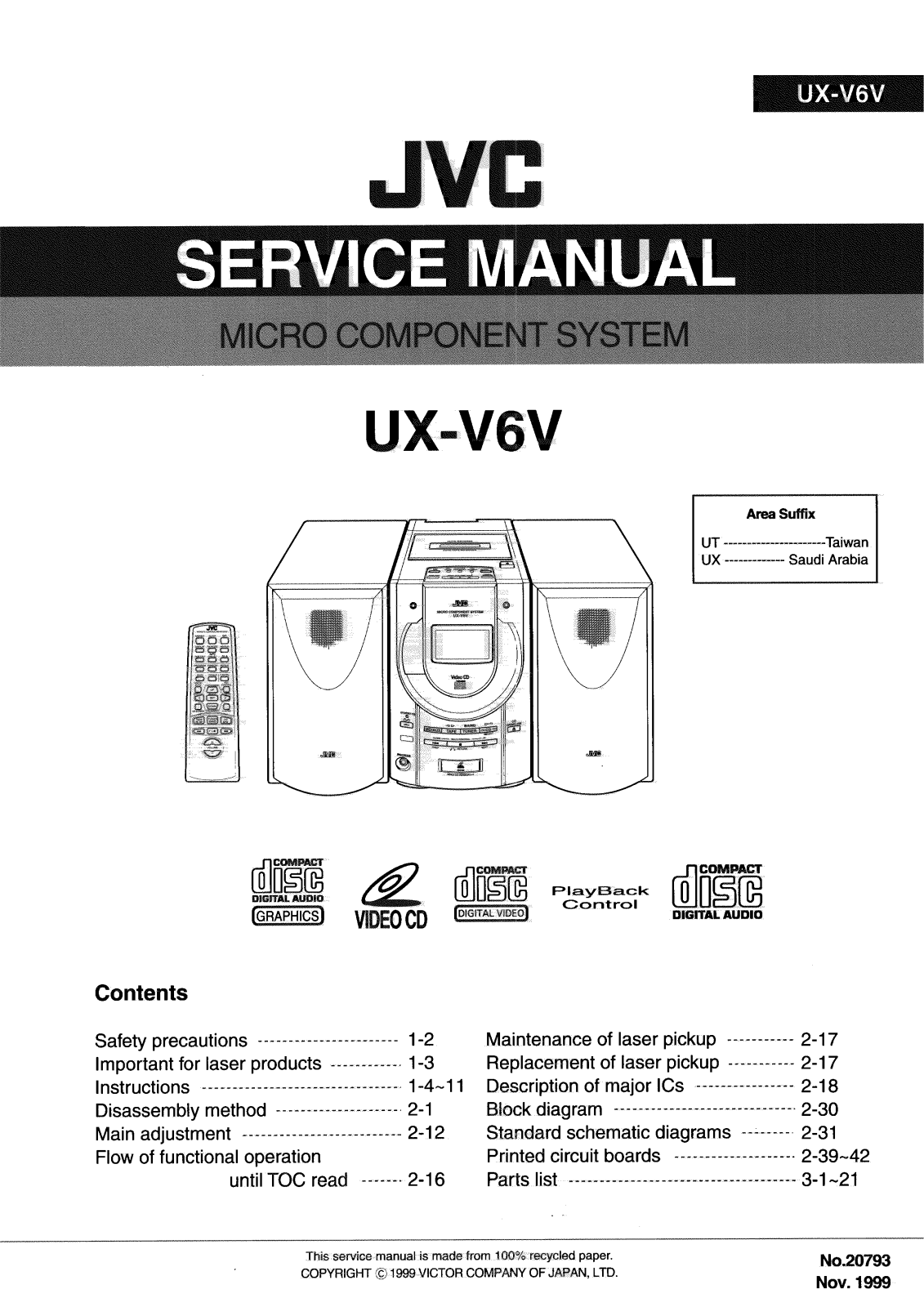 JVC UX-V6VUT, UX-V6VUX Service Manual