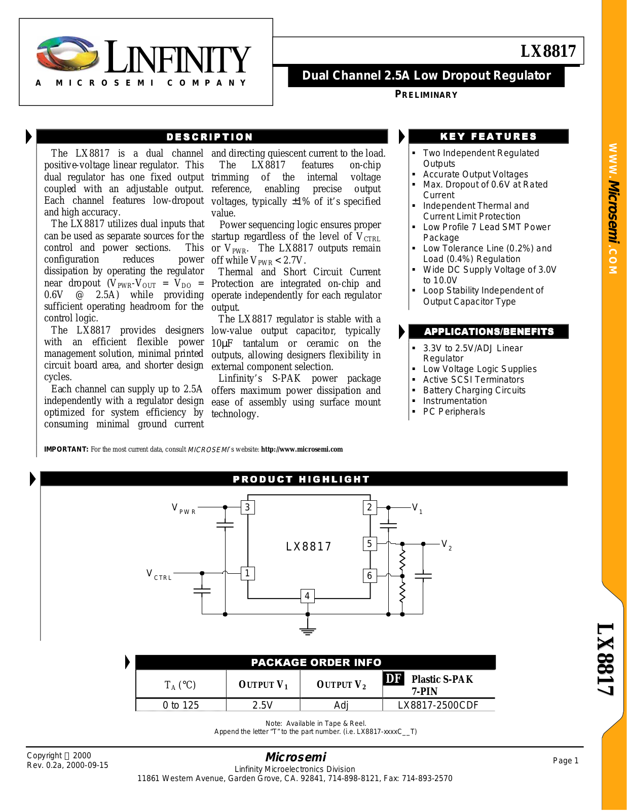 Microsemi Corporation LX8817 Datasheet