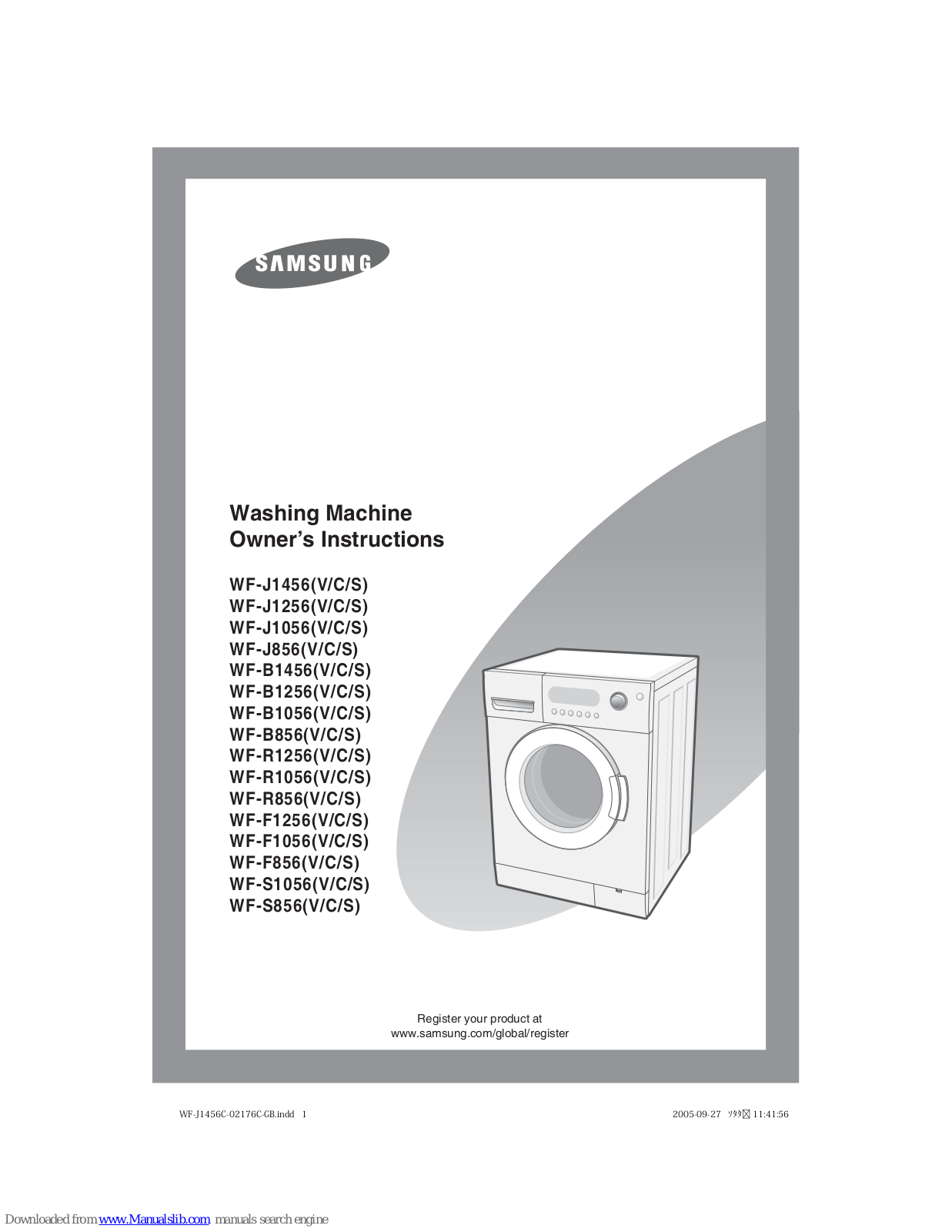 Samsung WF-J1456S, WF-J1456, WF-J1256, WF-J1256 V, WF-J1256 C Owner's Instructions Manual