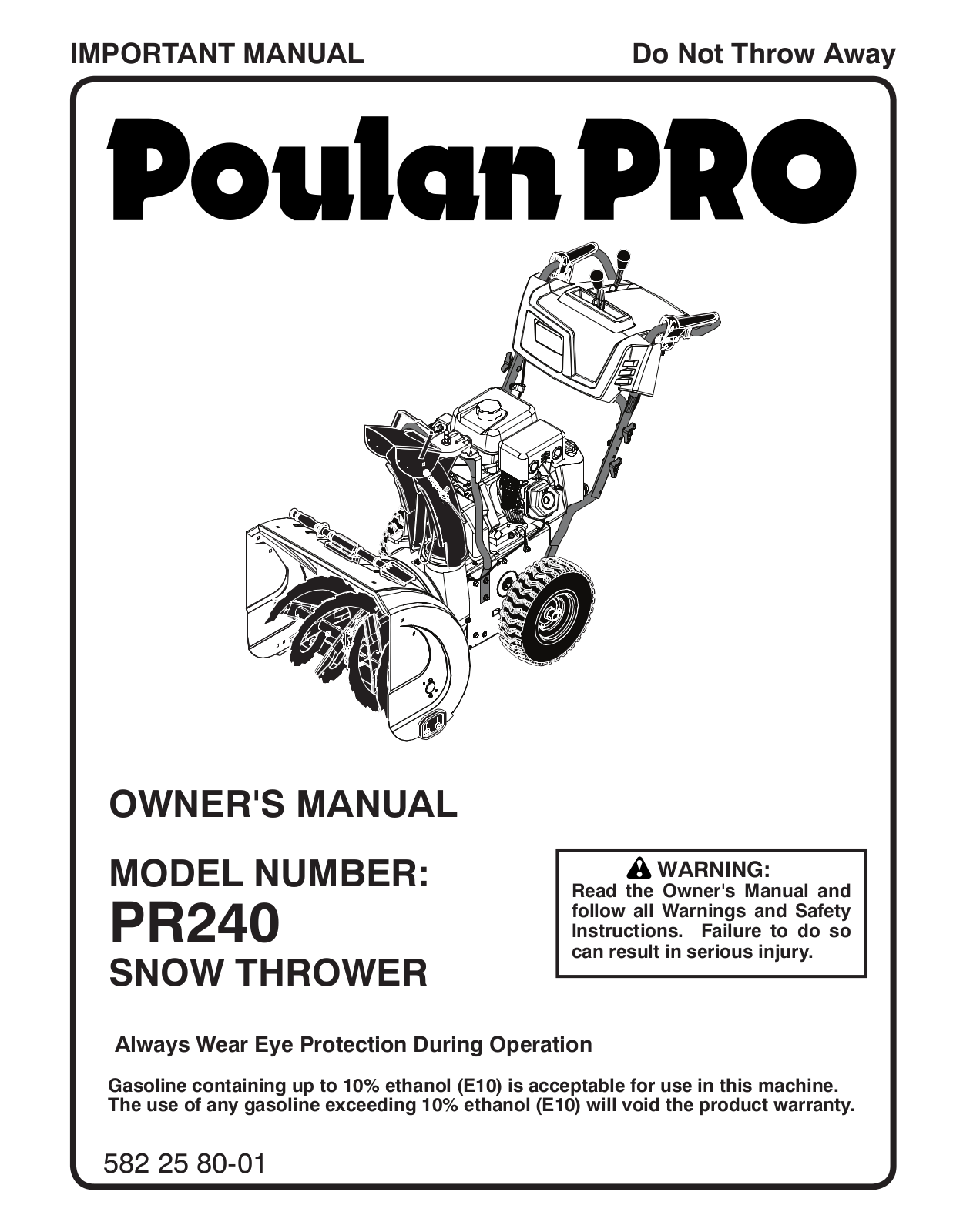 Poulan Pro PR240 Owners Manual