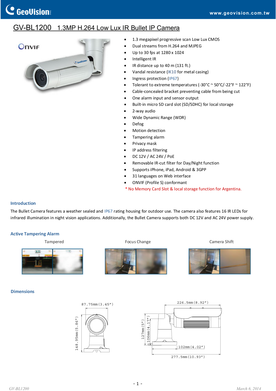 GeoVision BL1200 User Manual