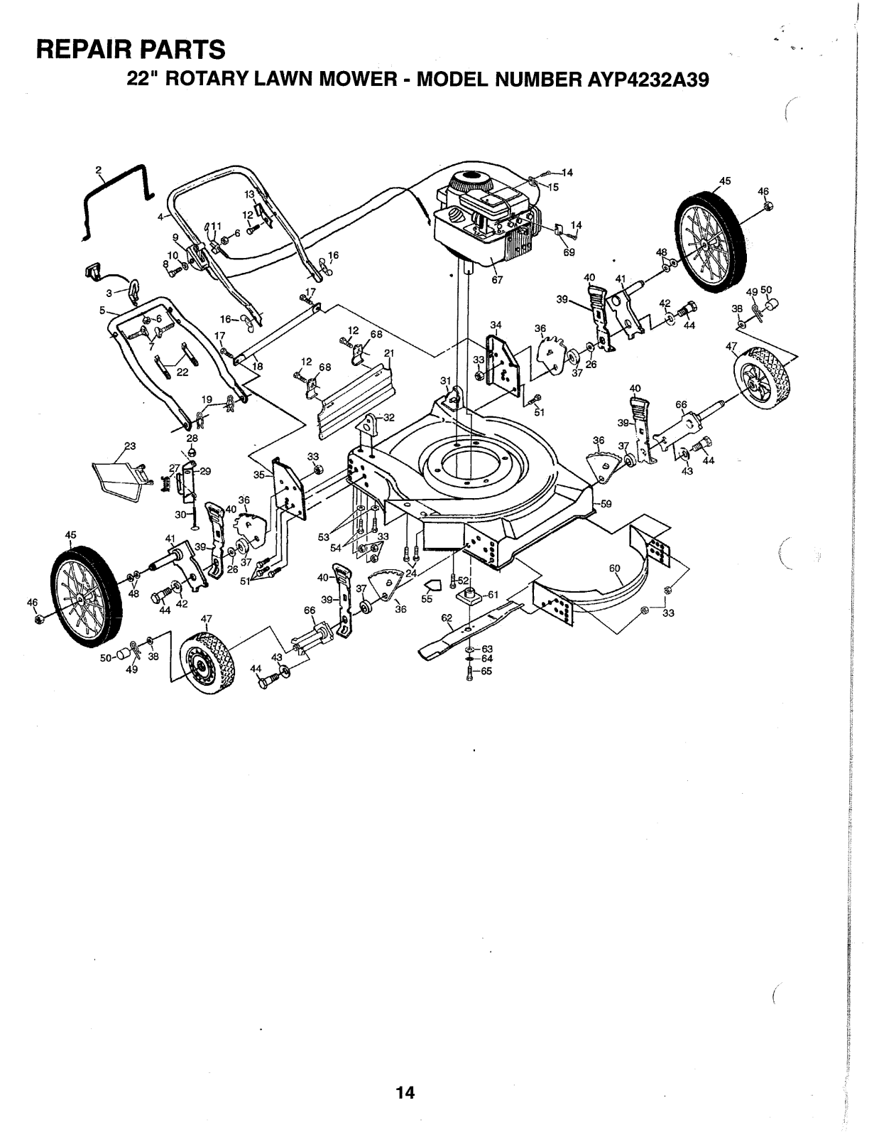 Briggs & Stratton AYP4232A39 PARTS LIST