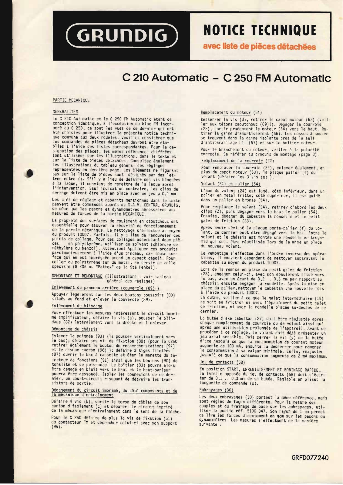 Grundig C-250-FM-AUTOMATIC Service Manual