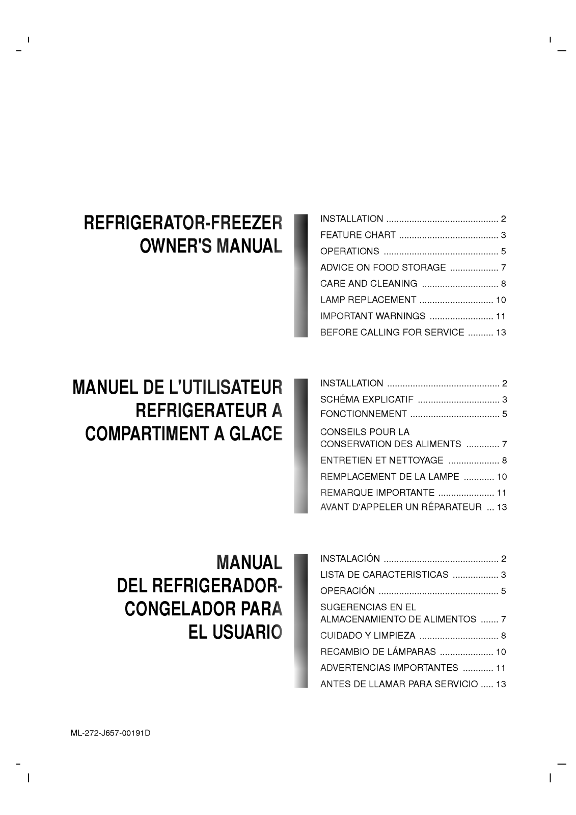 LG GR-272SV Owner’s Manual