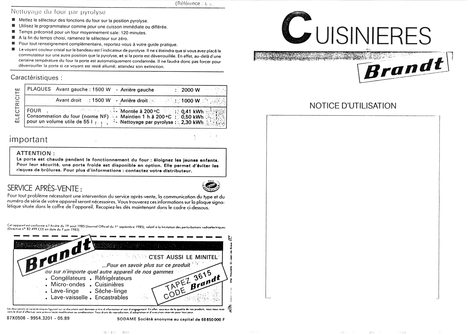 BRANDT E634 User Manual