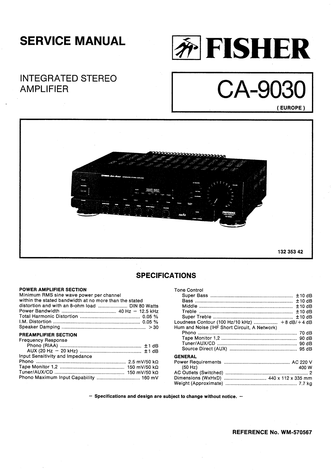 Fisher CA-9030 Service manual