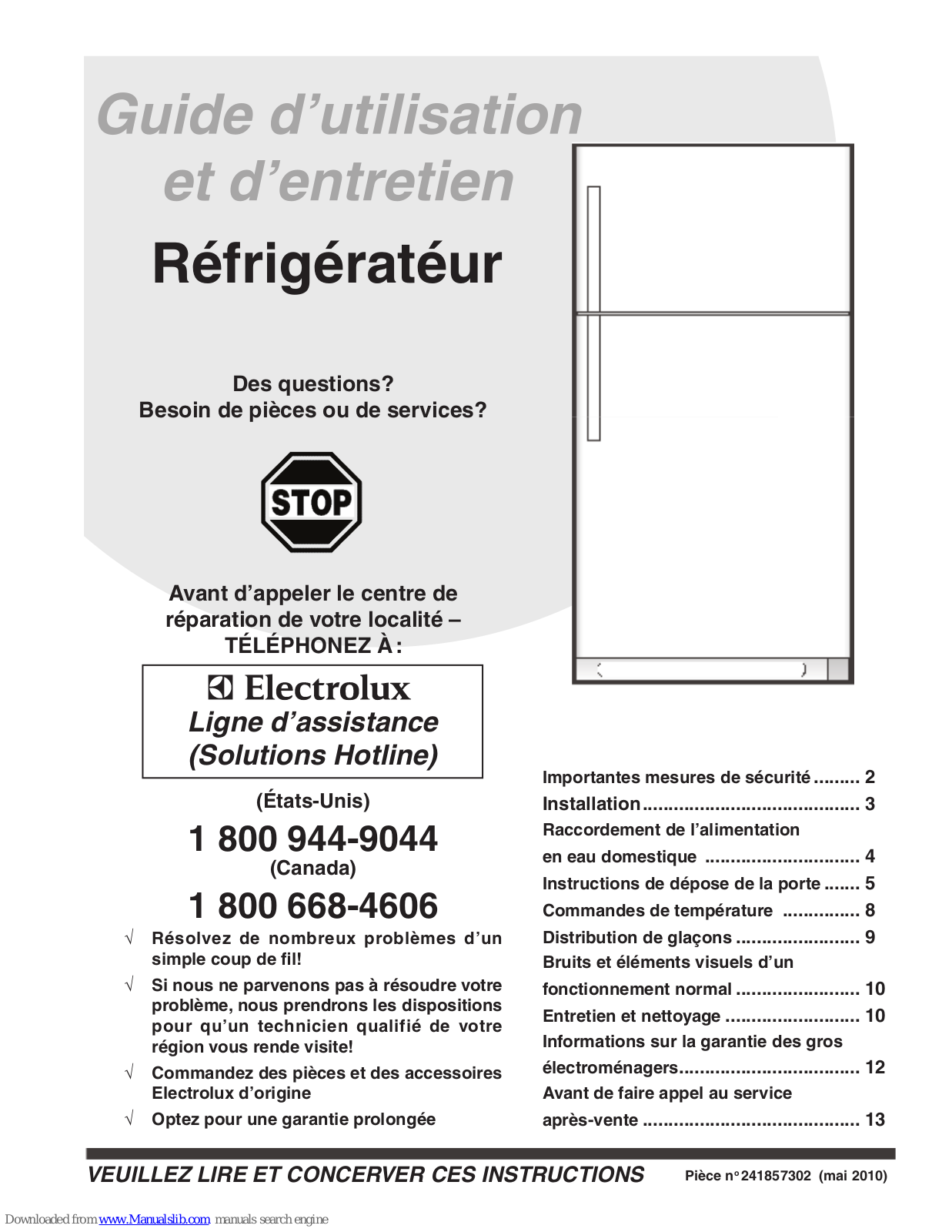 FRIGIDAIRE FRT21HS6J, FRT21G5JQ, FRT21HS6JS, FRT21S6JSK, FRT21S6A User Manual