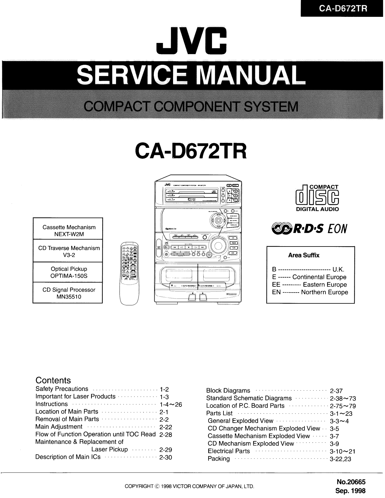 JVC CA-D672TRB, CA-D672TRE, CA-D672TREE, CA-D672TREN Service Manual