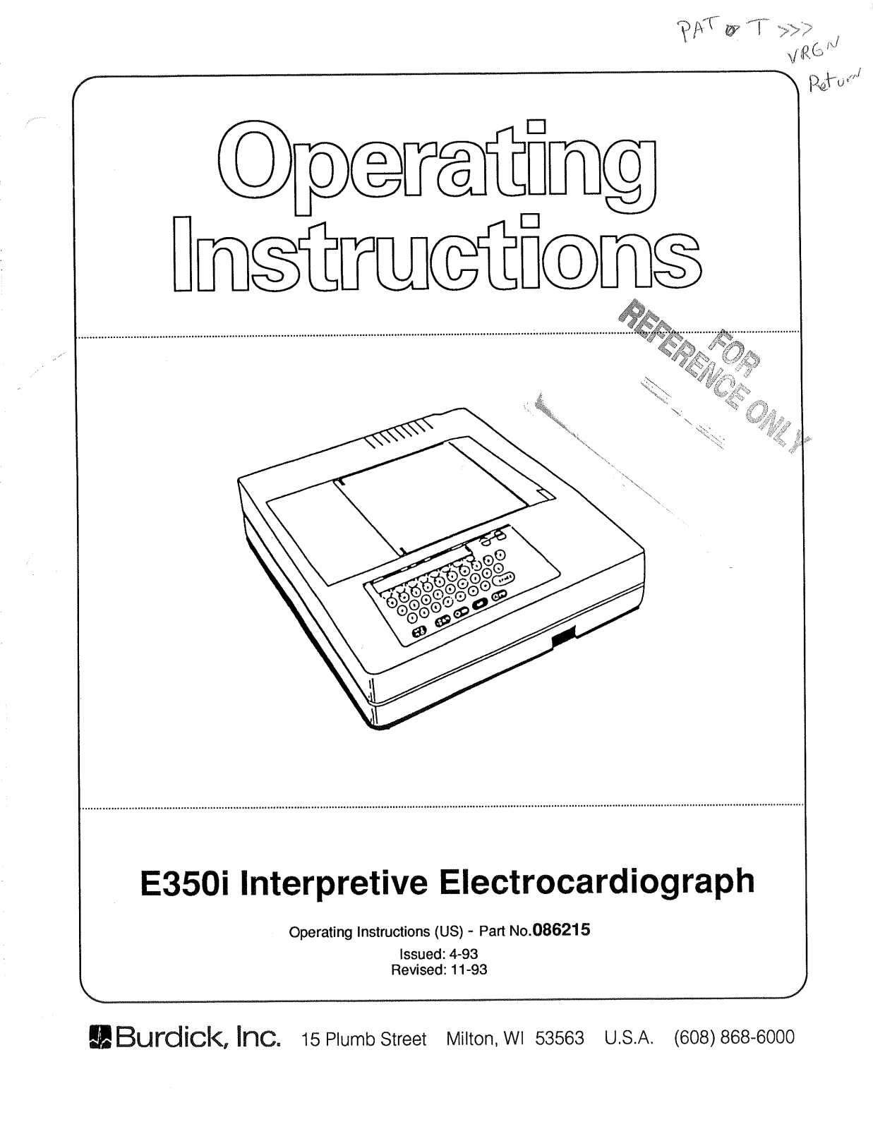 Burdick E350i ECG User manual