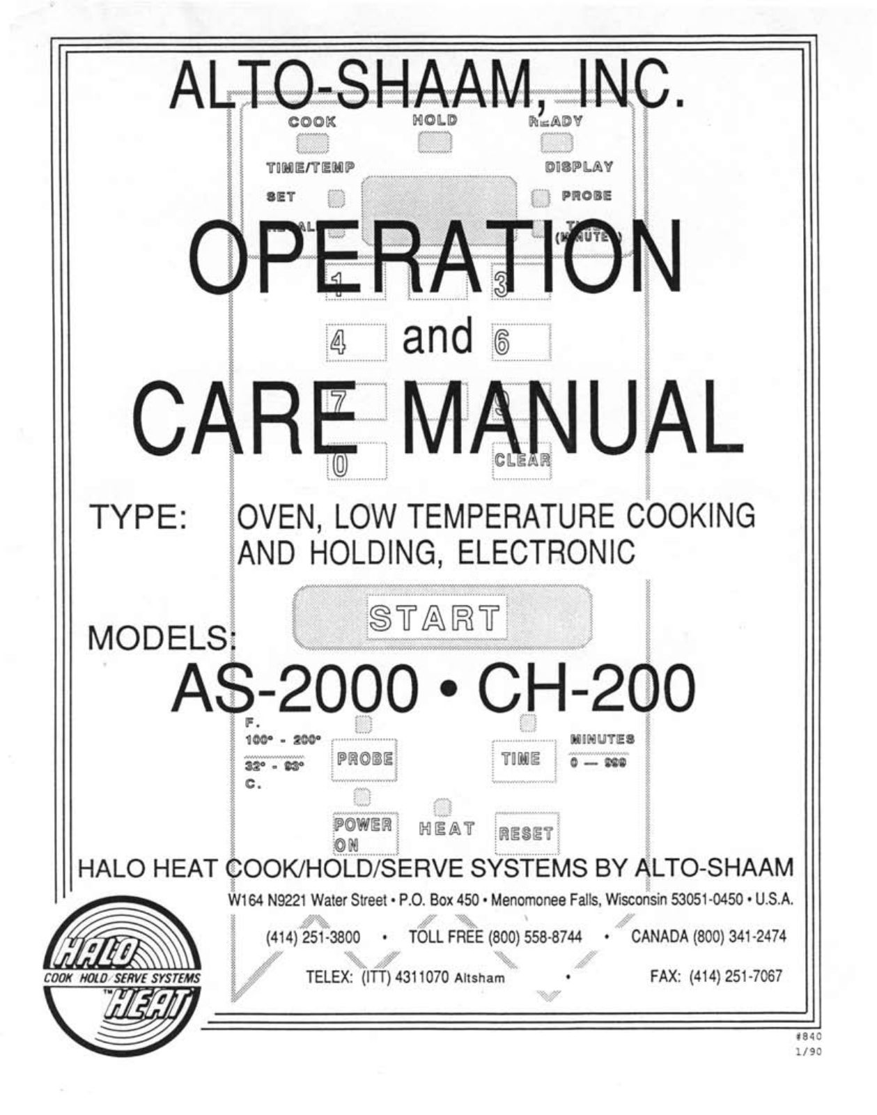 Alto Shaam AS-2000 Installation Manual