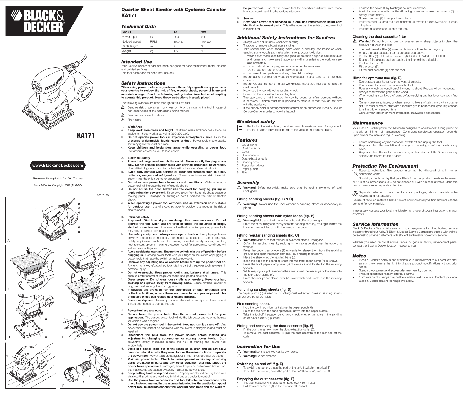 Black & Decker Ka171 Instruction Manual