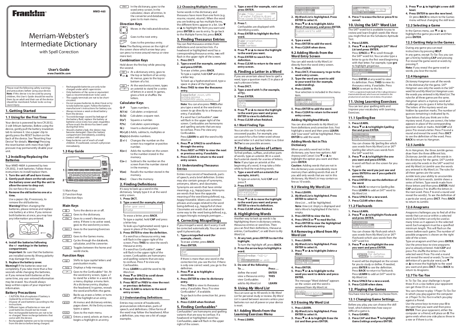 Franklin MWD-465 User Manual