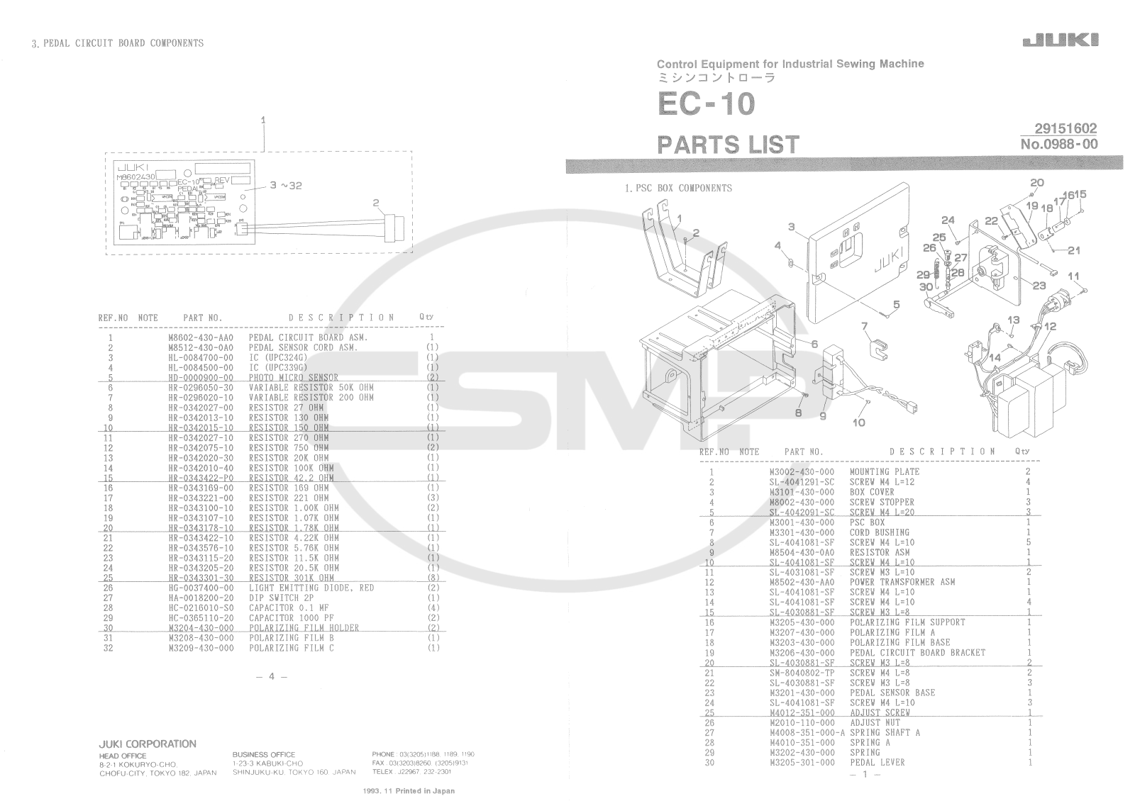 Juki EC10 Parts Book