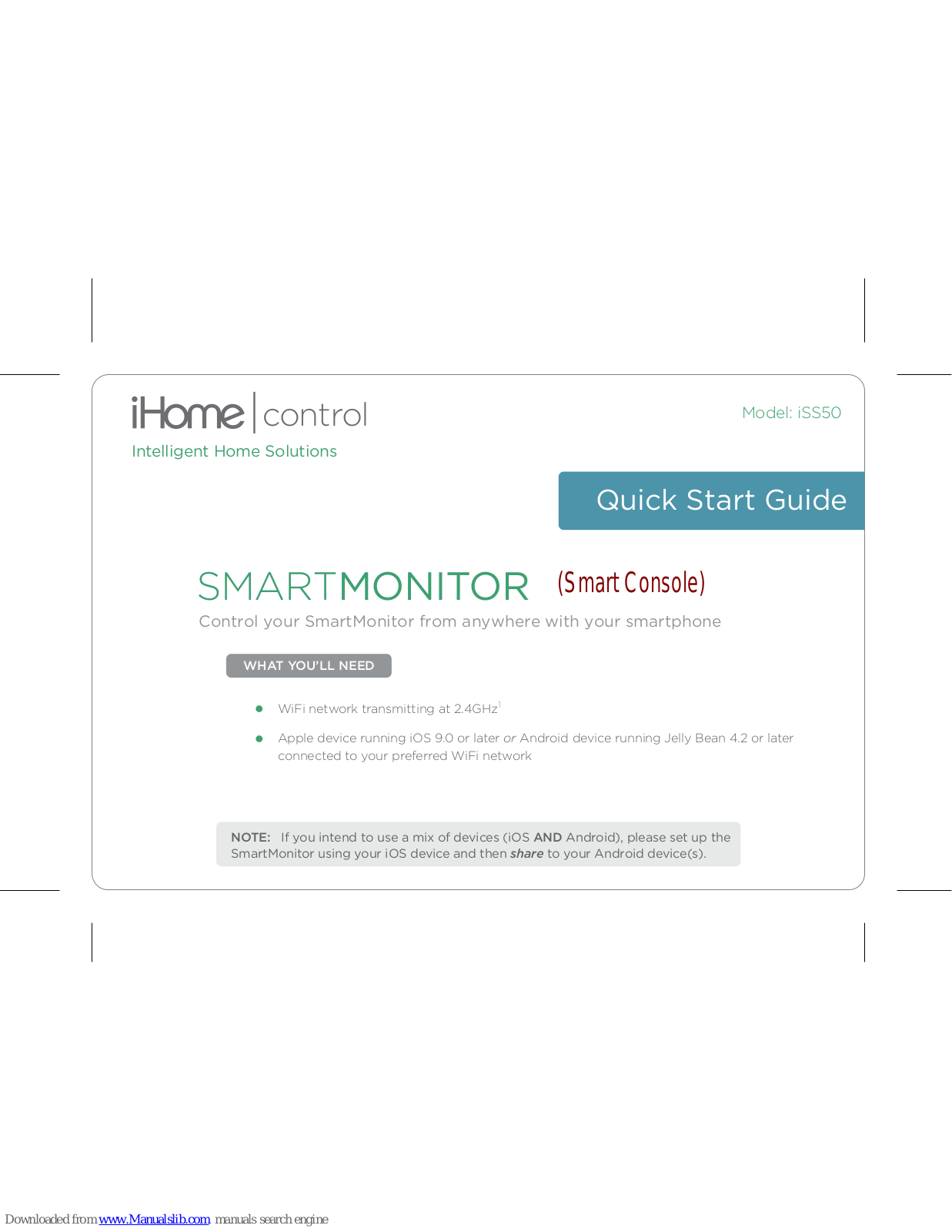 iHome iSS50 Quick Start Manual - ManualMachine.com