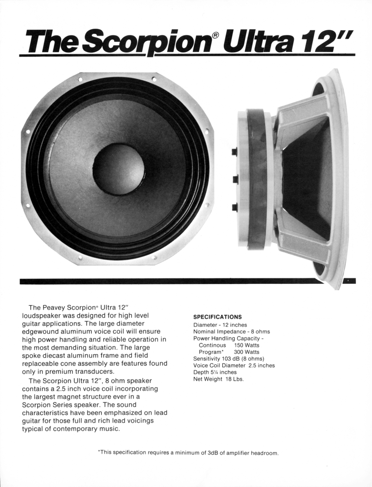 Peavey Scorpion Ultra 12 User Manual