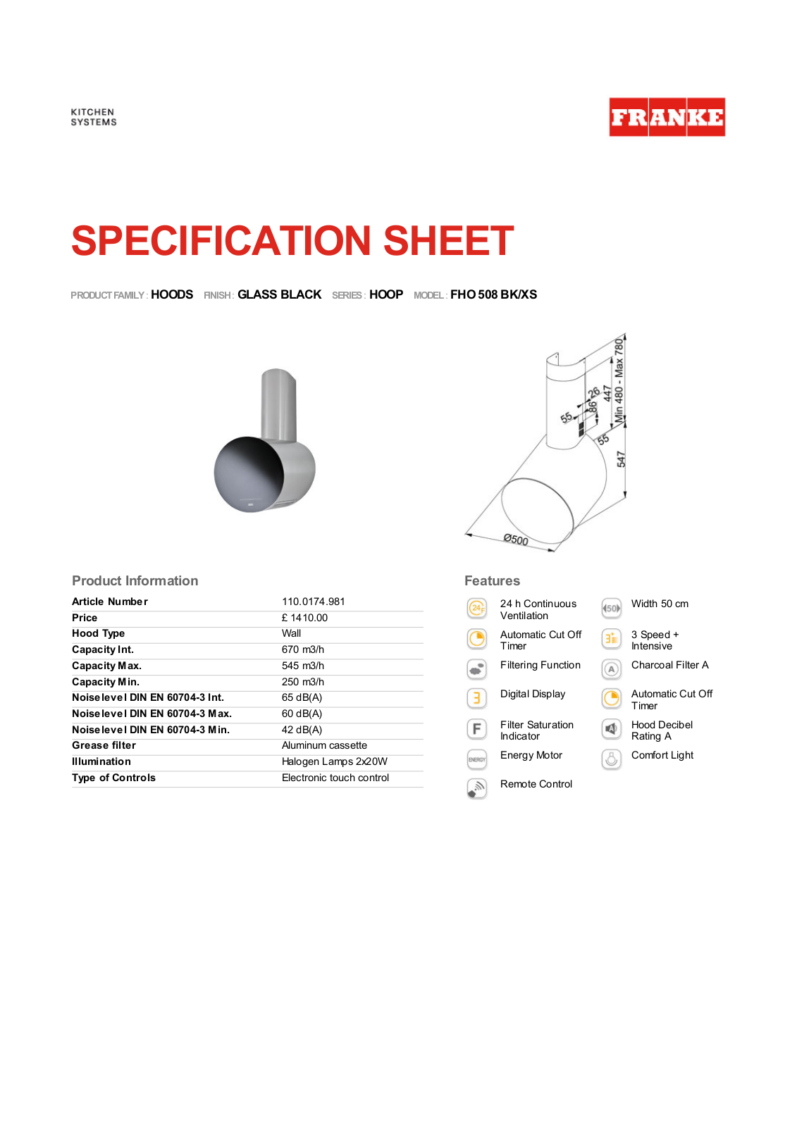 Franke Foodservice FHO 508 XS User Manual