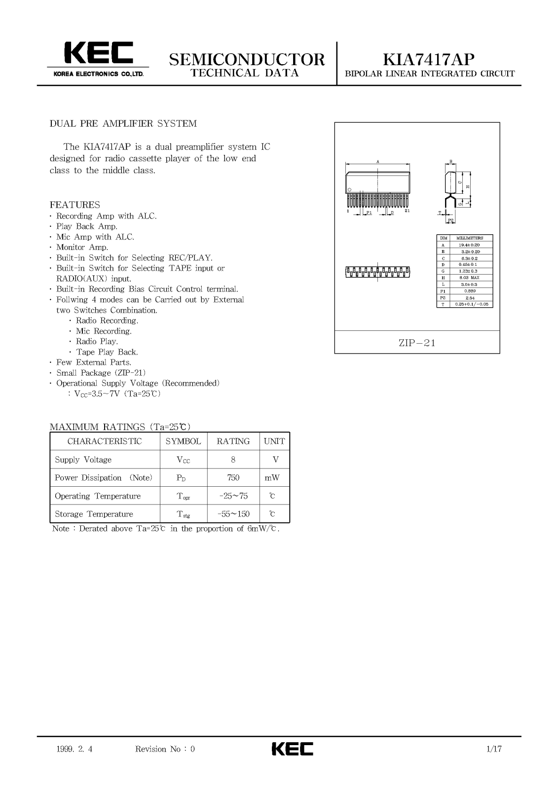 KEC KIA7417AP Datasheet