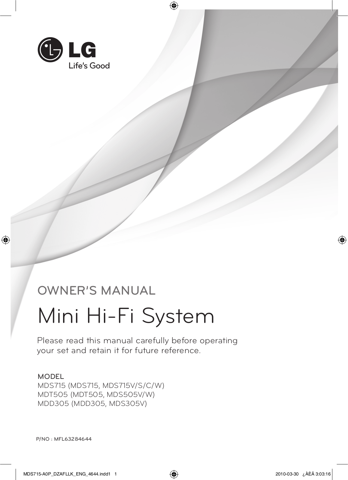LG MDT505, MDS715 Owner’s Manual