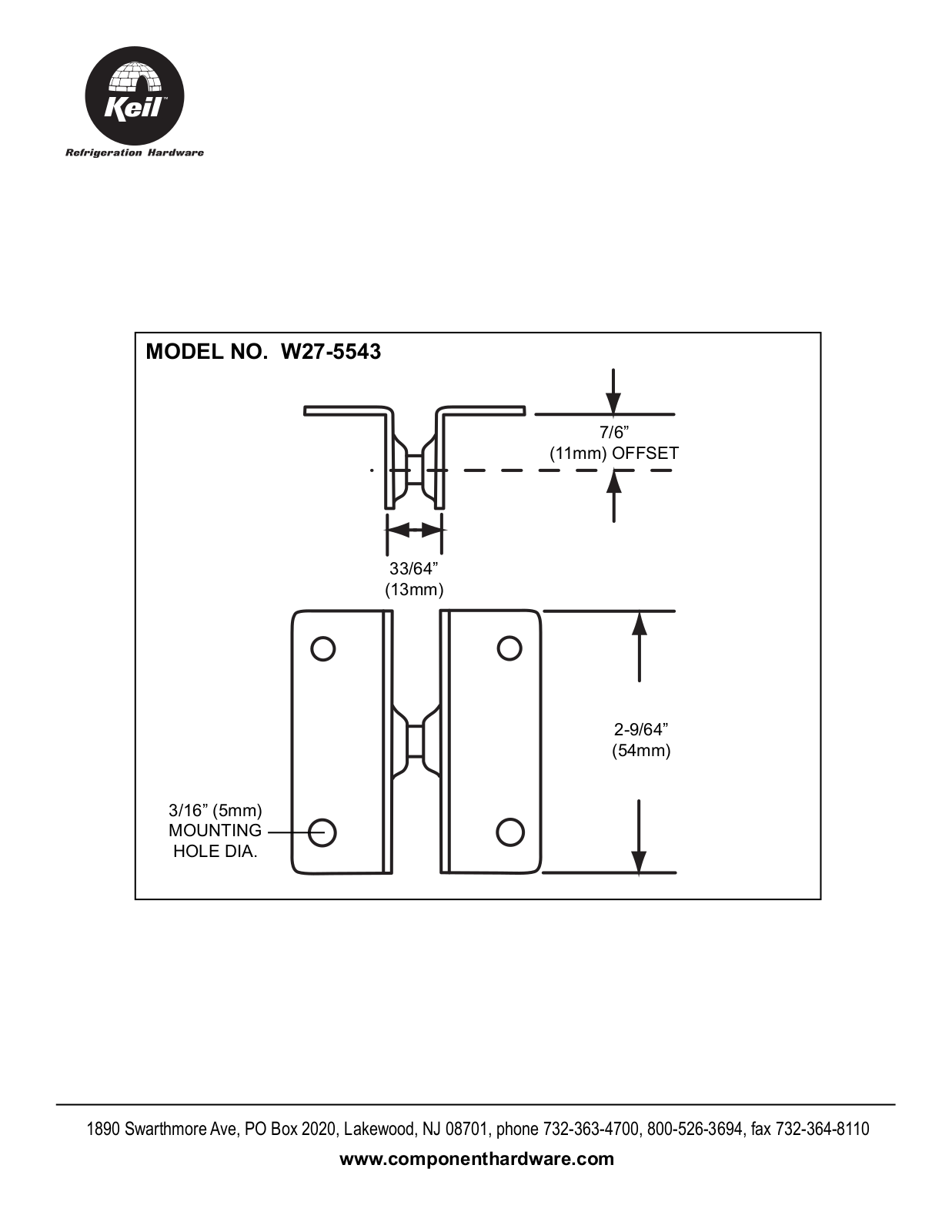 Component Hardware W27-5543 User Manual