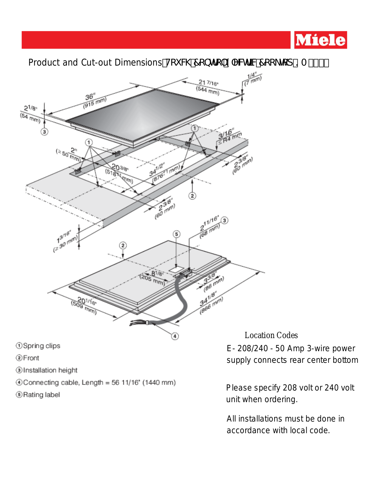 Miele KM5860240 Specifications