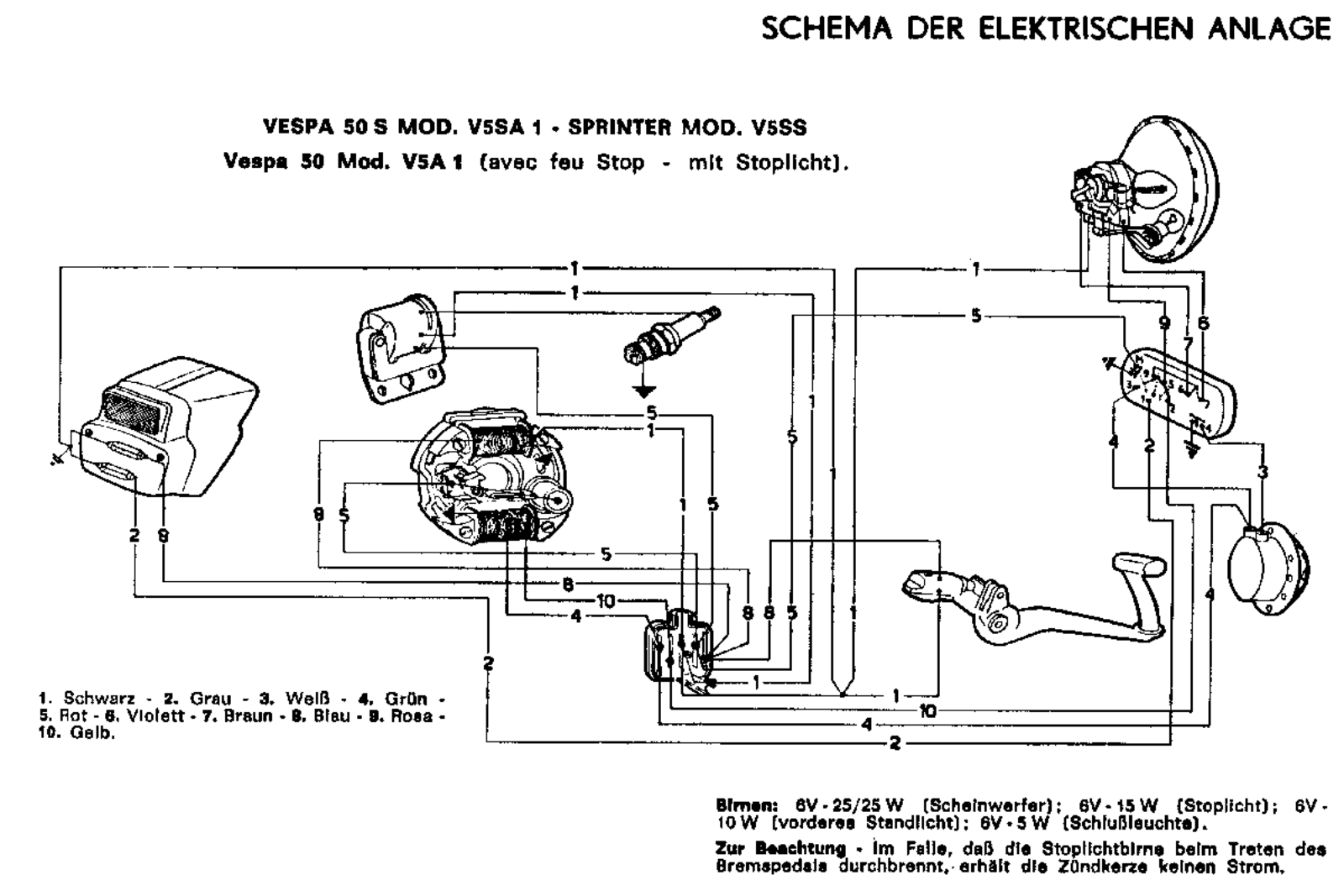 Vespa 50 s  v5sa1 schematic