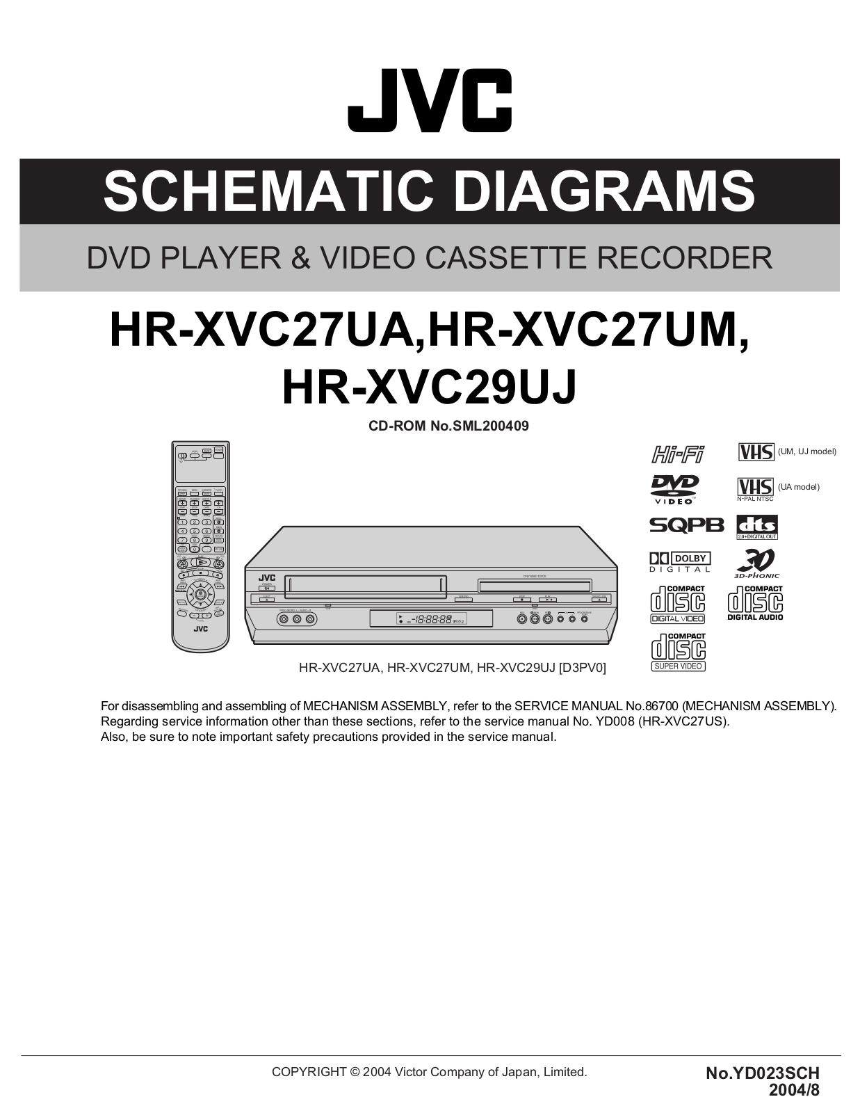 JVC HR-XVC27UA, HR-XVC27UM, HR-XVC29UJ Schematics