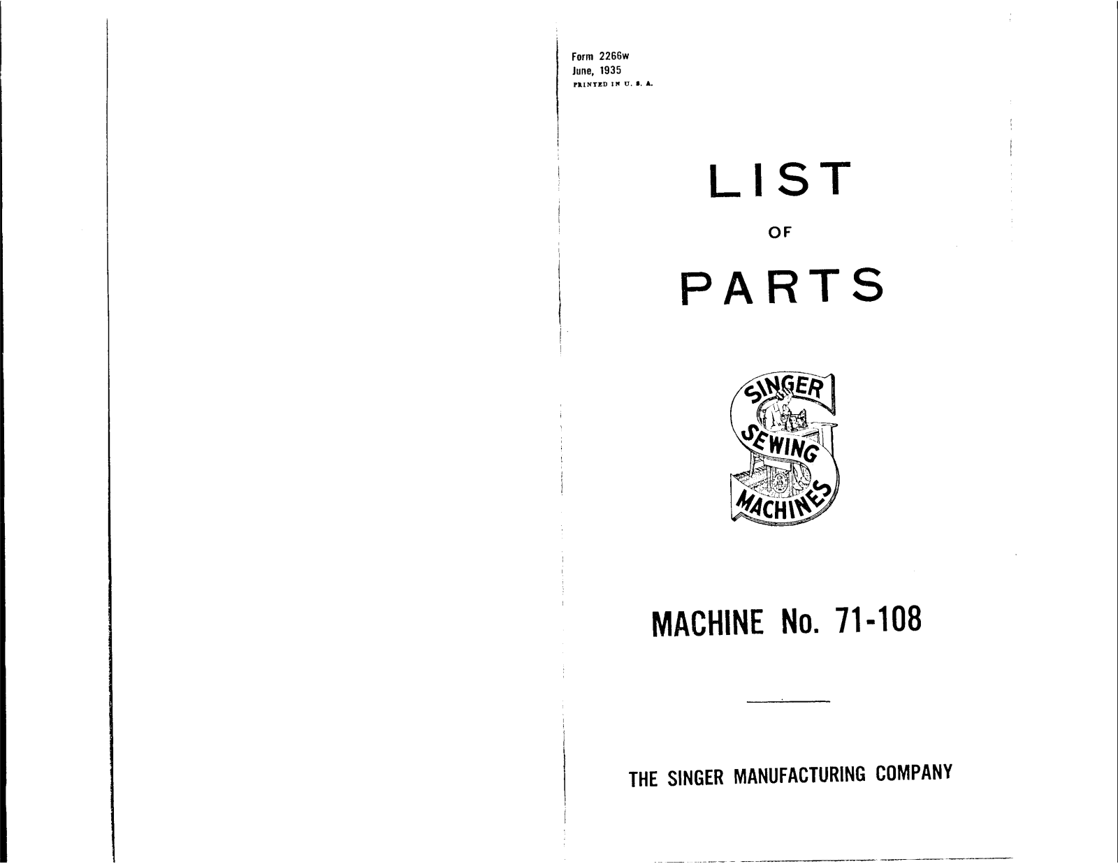 Singer 71-108 User Manual