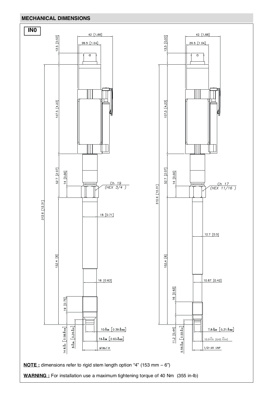 Gefran IN SERIES Dimensional Sheet