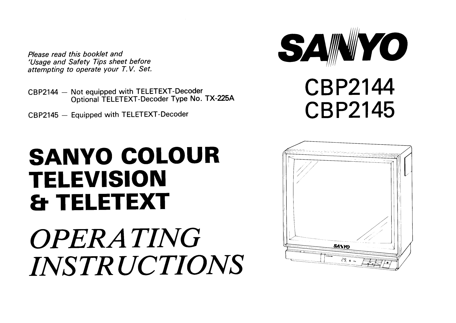 Sanyo CBP2145, CBP2144 Instruction Manual