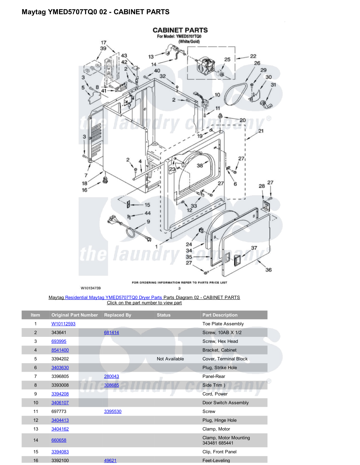 Maytag YMED5707TQ0 Parts Diagram